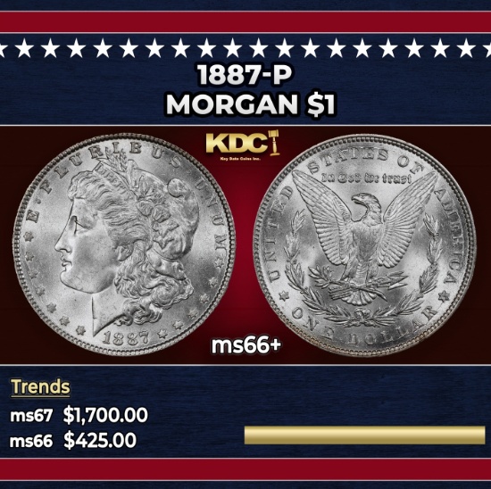 1887-p Morgan Dollar $1 ms66+ SEGS