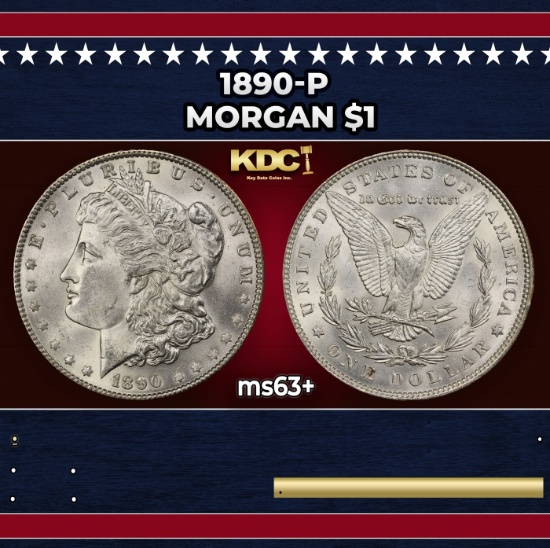1890-p Morgan Dollar $1 Grades ms63+
