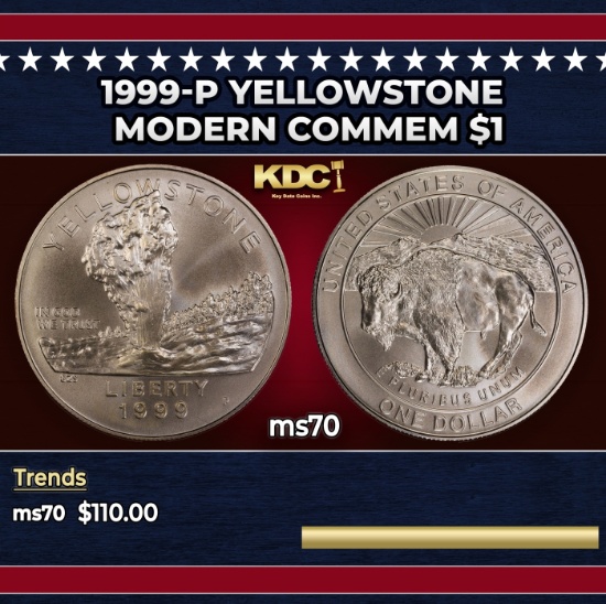 1999-P Yellowstone Modern Commem Dollar $1 ms70 SEGS