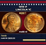 1919-p Lincoln Cent 1c Grades ms66 rd