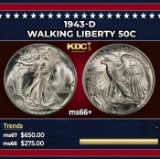 1943-d Walking Liberty Half Dollar 50c ms66+ SEGS