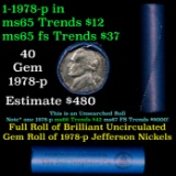 BU Shotgun Jefferson 5c roll, 1978-p 40 pcs Bank $2 Nickel Wrapper