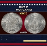 1897-p Morgan Dollar $1 Grades ms62+