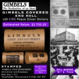 DS- 20 Coin GIMBLES Roll Circ Peace Dollar B+