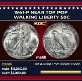 1941-p Walking Liberty Half Dollar Near Top Pop 50c ms68 SEGS