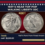 1937-s Walking Liberty Half Dollar Near Top Pop 50c ms67 SEGS