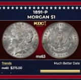 1891-p Morgan Dollar $1 Grades ms63
