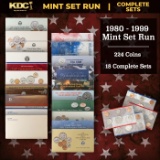 1980-1999 2 Decades Mint Set Run - 224 Coins, 18 Complete Sets
