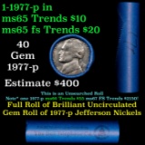 BU Shotgun Jefferson 5c roll, 1977-p 40 pcs Bank $2 Nickel Wrapper