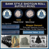 Buffalo Nickel Shotgun Roll in Old Bank Style 'Bell Telephone' Wrapper 1928 & S Mint Ends