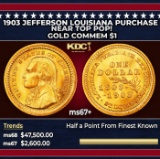 1903 Jefferson Louisiana Purchase Gold Commem Dollar Near Top Pop! 1 ms67+ SEGS