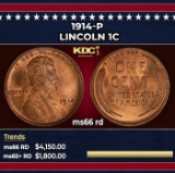 1914-p Lincoln Cent 1c ms66 rd SEGS