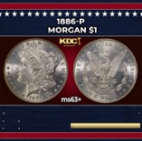 1886-p Morgan Dollar $1 Grades ms63+