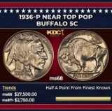 1936-p Buffalo Nickel Near Top Pop 5c ms68 SEGS