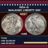 1934-d Walking Liberty Half Dollar 50c ms66 SEGS