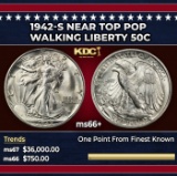 1942-s Walking Liberty Half Dollar Near Top Pop 50c ms66+ SEGS