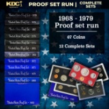 1968-1979 Proof Set Run 67 Coins 12 Complete Sets