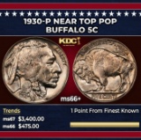 1930-p Buffalo Nickel Near Top Pop 5c ms66+ SEGS