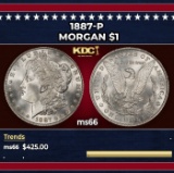 1887-p Morgan Dollar $1 Grades ms66