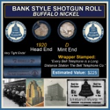 Buffalo Nickel Shotgun Roll in Old Bank Style 'Bell Telephone' Wrapper 1920 & D Mint Ends