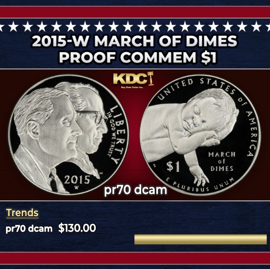2015-W March Of Dimes Proof Modern Commem Dollar $1 pr70 dcam SEGS