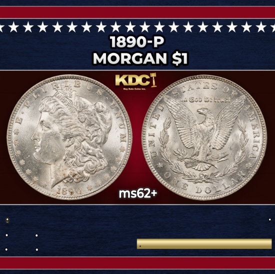 1890-p Morgan Dollar $1 Grades ms62+