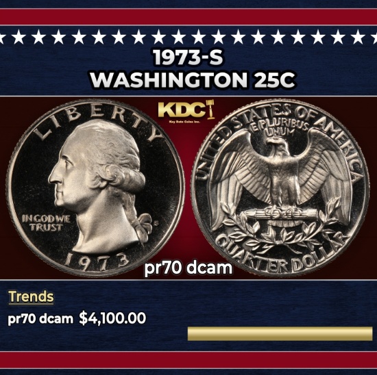 1973-s Proof Washington Quarter 25c pr70 dcam SEGS