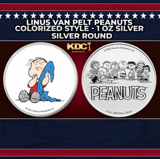 Linus Van Pelt Peanuts Colorized Style - 1 oz Silver Round Round