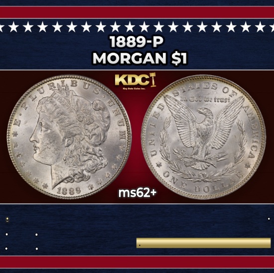 1889-p Morgan Dollar $1 Grades ms62+