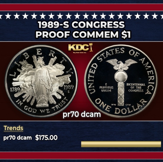1989-s Congress Proof Modern Commem Dollar $1 pr70 dcam SEGS
