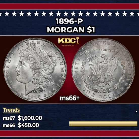 1896-p Morgan Dollar $1 ms66+ SEGS