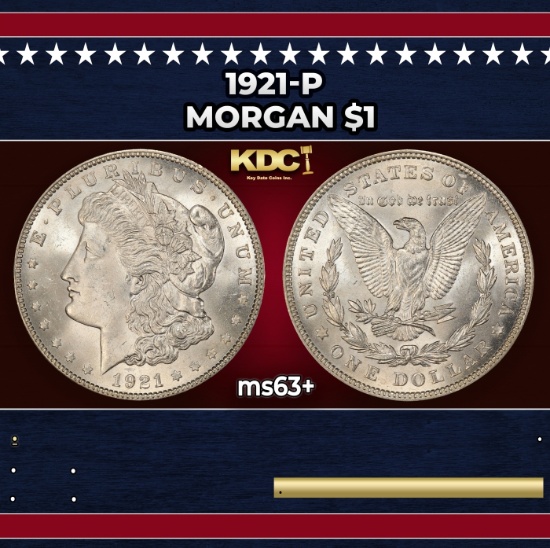 1921-p Morgan Dollar $1 Grades ms63+