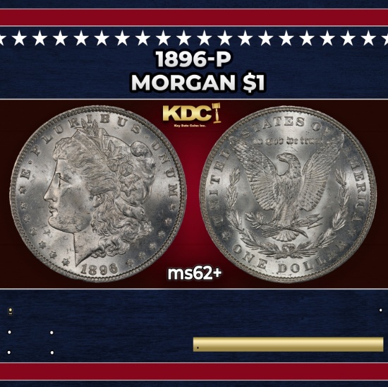 1896-p Morgan Dollar $1 Grades ms62+