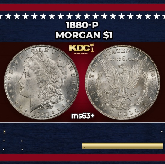 1880-p Morgan Dollar $1 Grades ms63+