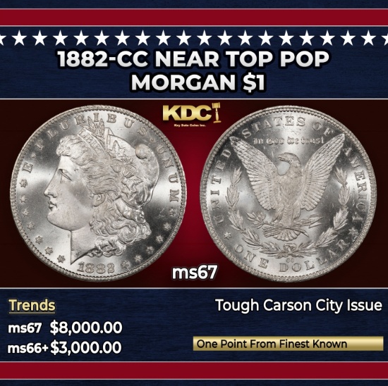 1882-cc Morgan Dollar Near Top Pop $1 ms67 SEGS