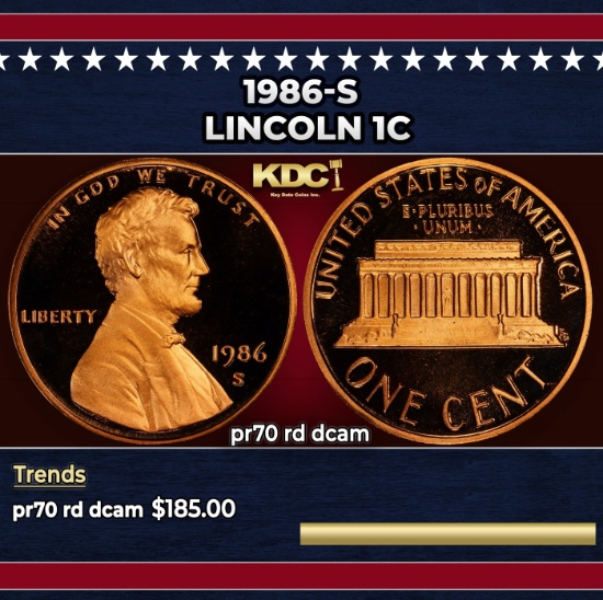 1986-s Proof Lincoln Cent 1c pr70 rd dcam SEGS