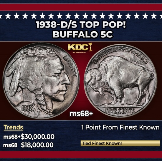 1938-d/s Buffalo Nickel TOP POP! 5c ms68+ SEGS