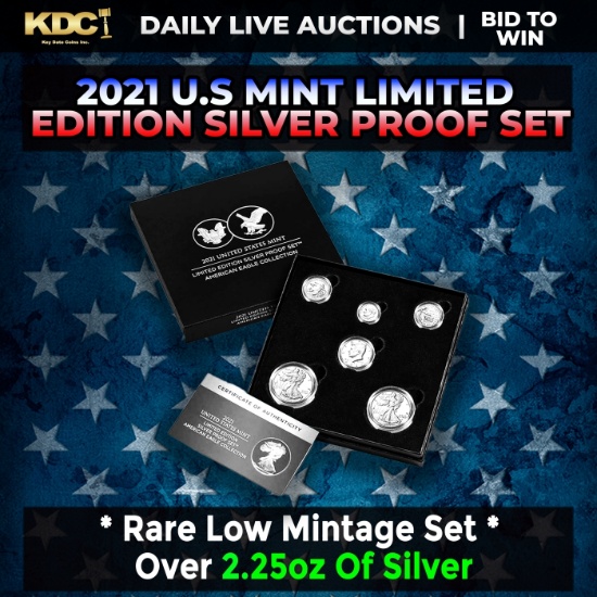 RARE 2021 United States Mint Limited Edition Silver Proof Set 6 coins, Over 2oz Of Silver low mintag