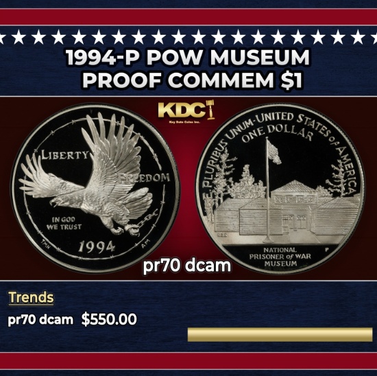 1994-P Pow Museum Proof Modern Commem Dollar $1 pr70 dcam SEGS