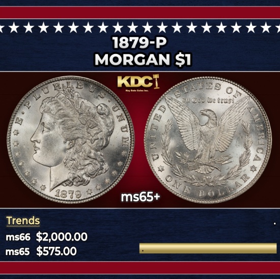 1879-p Morgan Dollar $1 ms65+ SEGS
