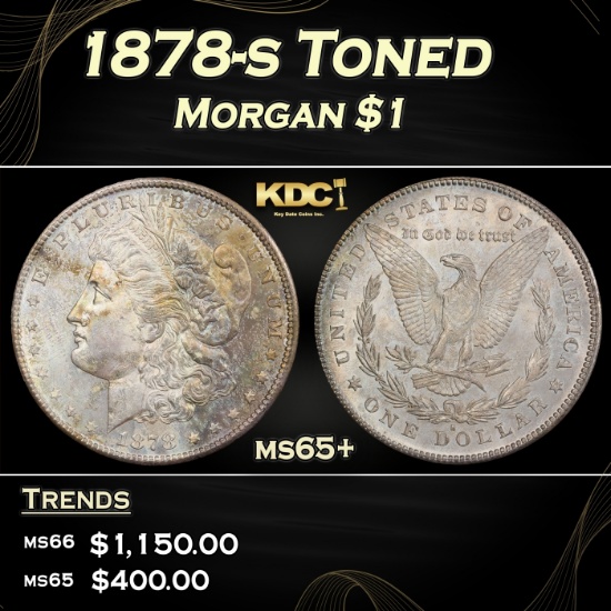 1878-s Morgan Dollar Toned $1 Grades ms65+
