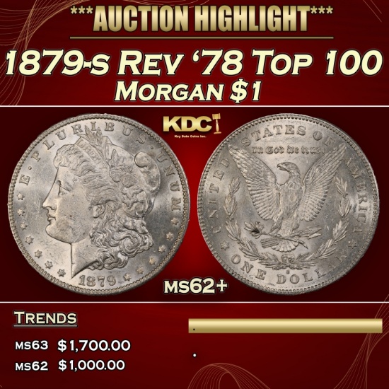 1879-s Rev '78 Top 100 Morgan Dollar $1 ms62+ USCG