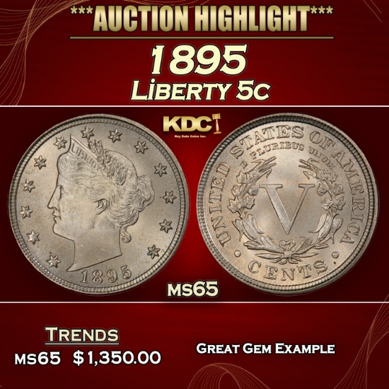 1895 Liberty Nickel 5c ms65 SEGS