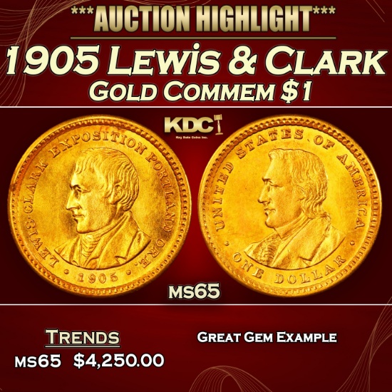 1905 Lewis & Clark Gold Commem Dollar 1 ms65 SEGS