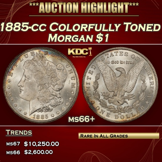 1885-cc Morgan Dollar Colorfully Toned $1 ms66+ SEGS