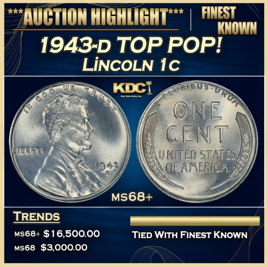 1943-d Lincoln Cent TOP POP! 1c ms68+ SEGS