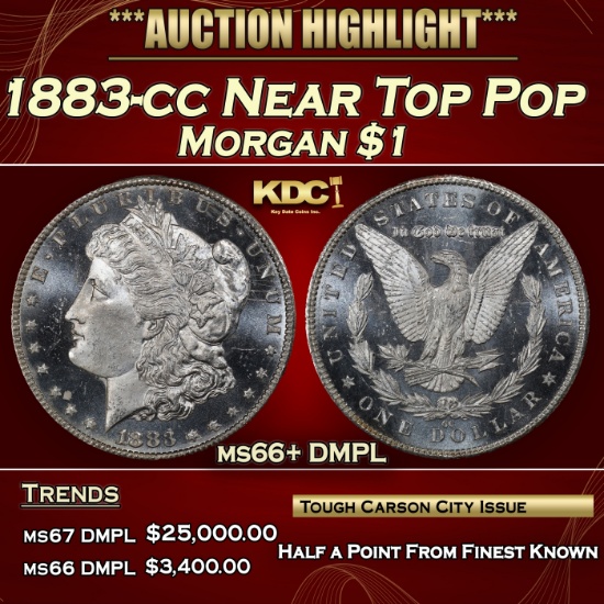 1883-cc Morgan Dollar Near Top Pop $1 ms66+ DMPL SEGS