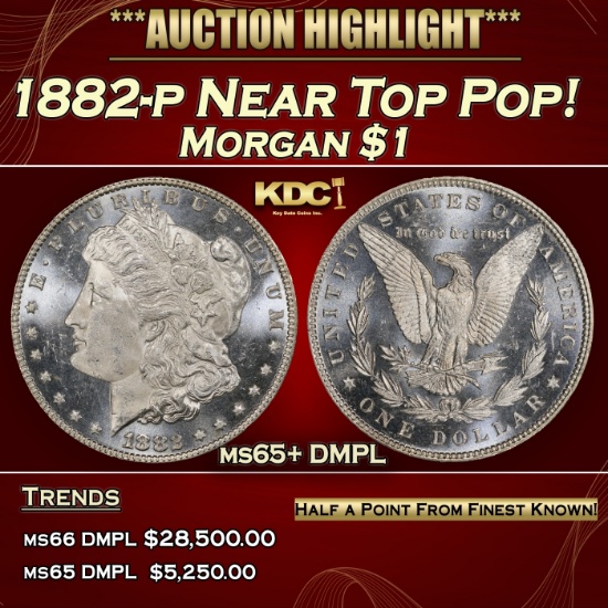 1882-p Morgan Dollar Near Top Pop! $1 ms65+ DMPL SEGS