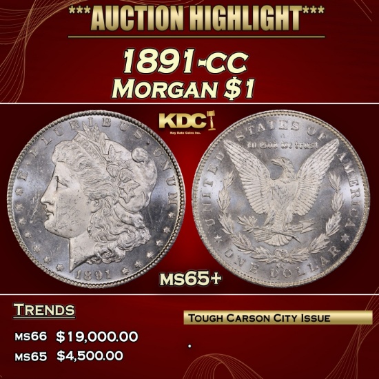 1891-cc Morgan Dollar $1 ms65+ SEGS