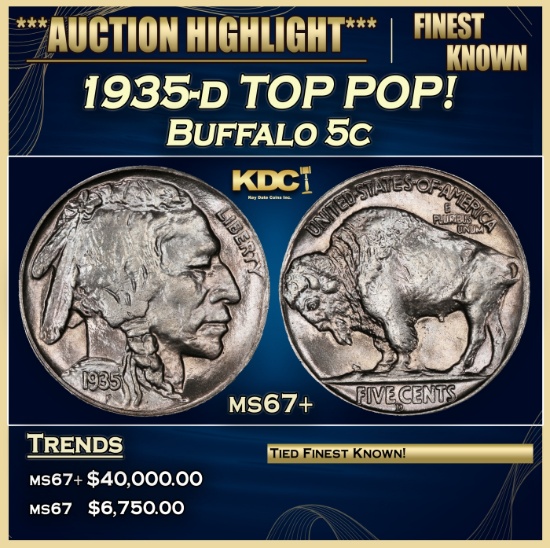 1935-d Buffalo Nickel TOP POP! 5c ms67+ SEGS